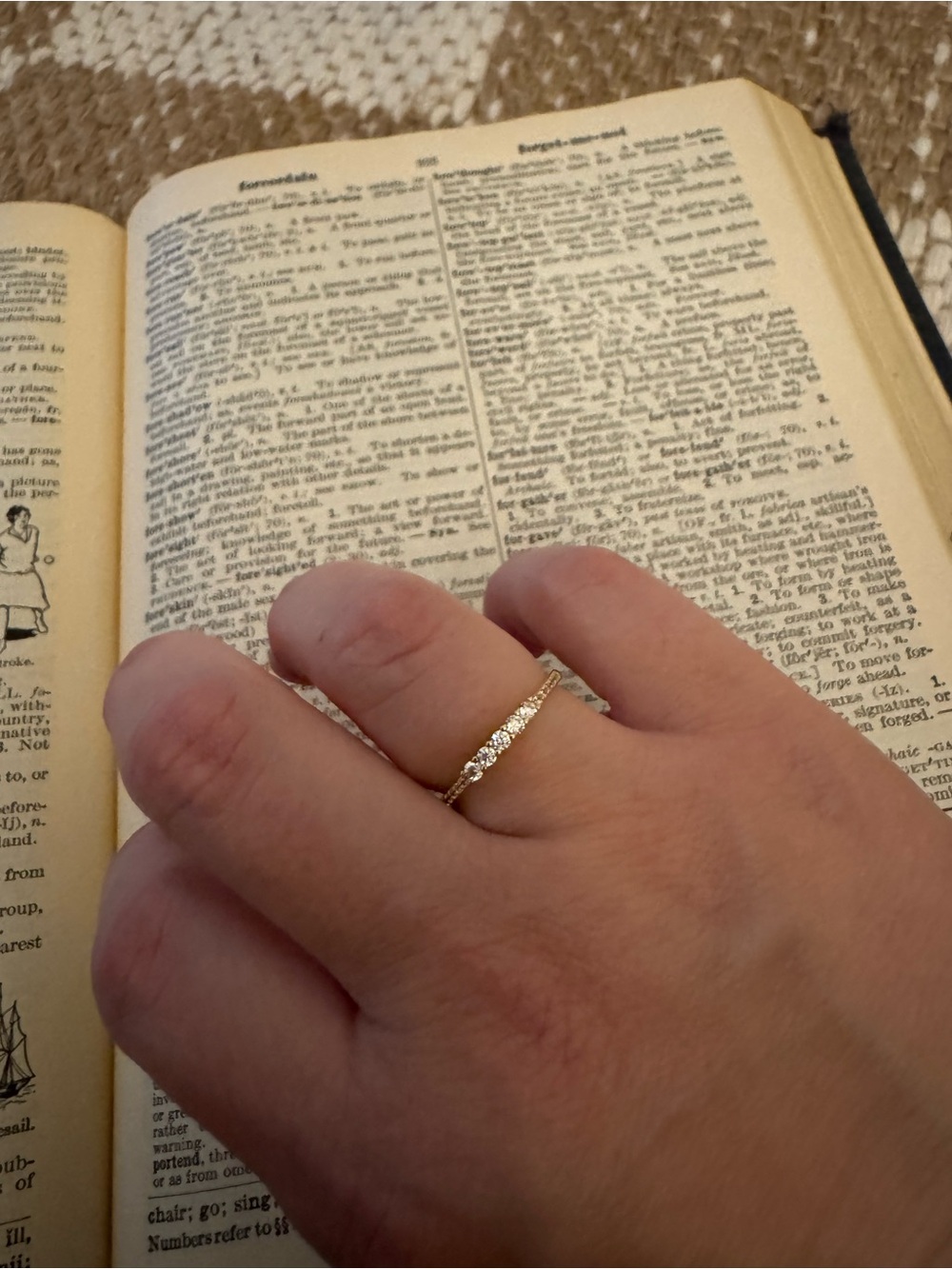Vintage Gold Pavé Band with Clear Stones